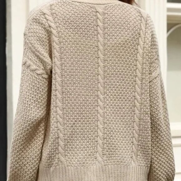 VIMPUNEC Women's Casual Cardigan Sweaters Chunky Cable Knit Apricot Sz Xl- NWT - Picture 2 of 6